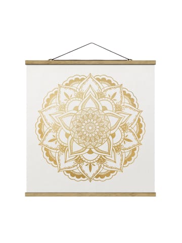 WALLART Stoffbild mit Posterleisten - Mandala Blume gold weiß in Gold