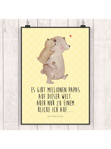 Mr. & Mrs. Panda Poster Papa Bär mit Spruch in Gelb Pastell