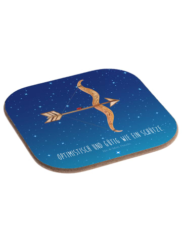 Mr. & Mrs. Panda gläseruntersetzer Sternzeichen Schütze mit Spruch in Sternenhimmel Blau