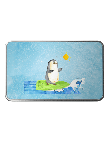 Mr. & Mrs. Panda Metalldose rechteckig Pinguin Surfer ohne Spruch in Eisblau