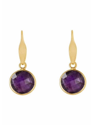Gemshine Ohrringe Amethyst Tropfen in gold coloured