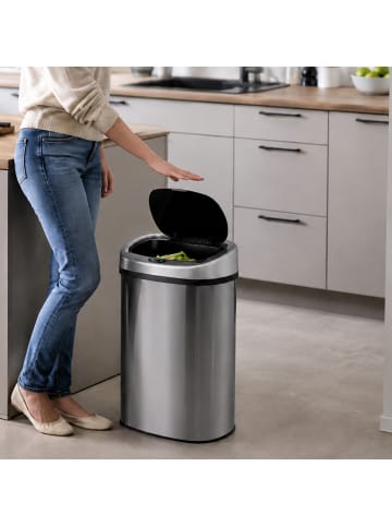 relaxdays Mülleimer mit Sensor in Silber - 50 Liter