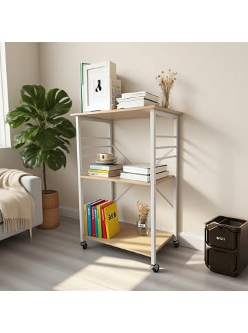 relaxdays Küchenwagen in Natur/ Weiß - (B)60 x (H)89 x (T)40 cm