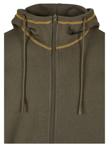 Urban Classics Zip-Kapuzenpullover in olive/yellow