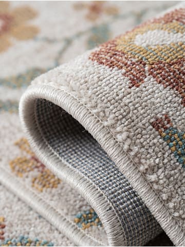 KADIMA DESIGN Teppich Outdoor Floral pflegeleicht Balkon Terrasse Outdoor Garten in Creme