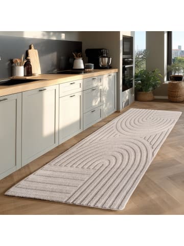 KADIMA DESIGN Teppich Kurzflor Boho Muster Microfaser Baumwolle Wohnzimmer in Creme