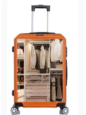 Cheffinger Reisekoffer ABS-03 Koffer 3-teilig Hartschale Trolley Set Kofferset in Orange