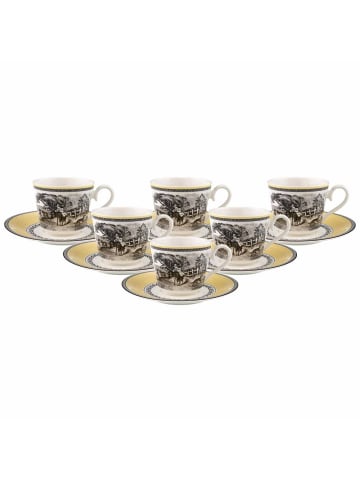 Villeroy & Boch 6er Set Frühstückstassen mit Untertassen Audun Ferme in Bunt 270 ml in bunt