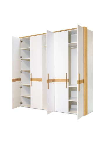 home24 Drehtürenschrank Boedury 5-türig in Weiß / Eiche
