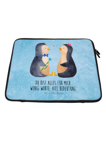 Mr. & Mrs. Panda Laptop Tasche Pinguin Pärchen mit Spruch in Eisblau