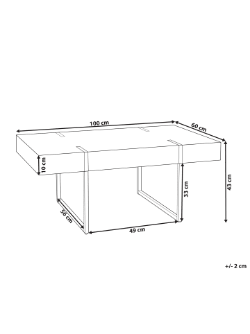 Beliani Couchtisch MERCED in Weiß/Schwarz - (W) 60 x (H) 43 x (L) 100 cm