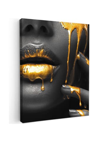 MuchoWow Leinwand bilder Gesicht gold schwarz (BxH)