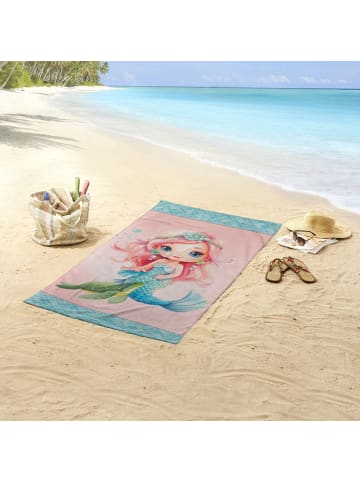 Good Morning Velours-Frottier Strandtuch Alisse in rosa/blau