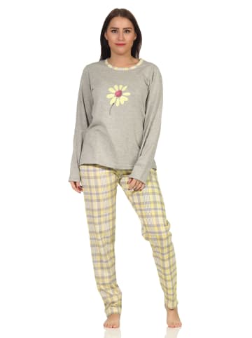 NORMANN Pyjama langarm Schlafanzug KaroMuster - 74734 in gelb