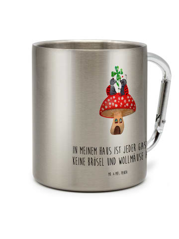 Mr. & Mrs. Panda Becher Marienkäfer Fliegenpilz mit Spruch in Silber