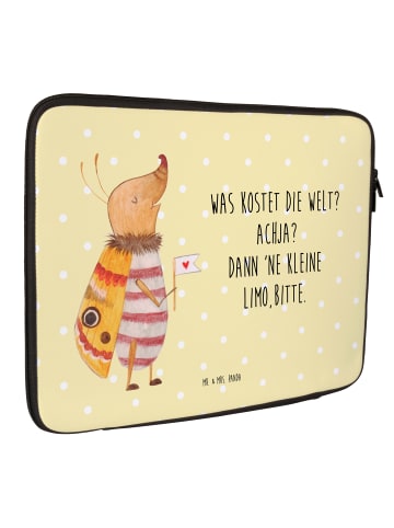 Mr. & Mrs. Panda Laptop Tasche Nachtfalter Fähnchen mit Spruch in Gelb Pastell