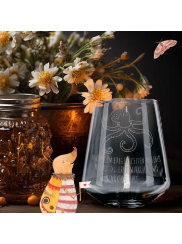 Mr. & Mrs. Panda Glas Windlicht Tintenfisch mit Spruch in Transparent