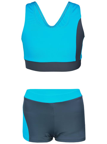 Aquarti Mädchen Sport Bikini - Racerback Bustier & Badehose in grau/türkis