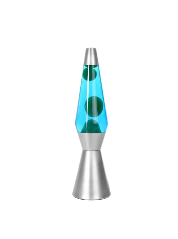 i-Total Farbige Lavalampe Spaceship Sockel silber grünes Wachs