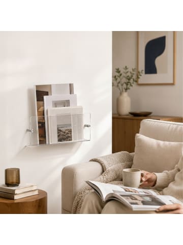 3 x Zeitschriftenhalter in Transparent - (B)48 x (H)14,5 x (T)5,5 cm