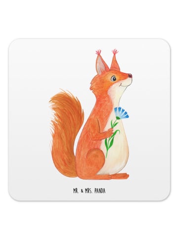 Mr. & Mrs. Panda Untersetzer Eckig Eichhörnchen Blume ohne Spruch in Weiß