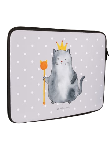 Mr. & Mrs. Panda Laptophülle Katze König ohne Spruch in Grau Pastell