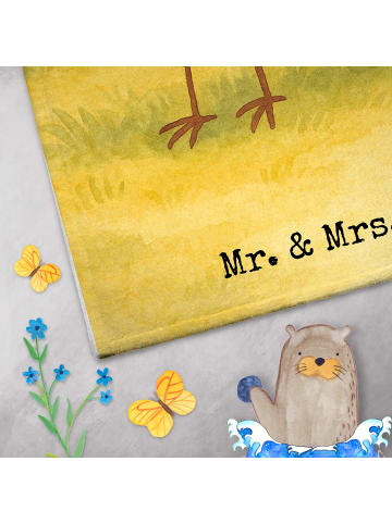 Mr. & Mrs. Panda Handtuch Eule Zufrieden Design mit Spruch in Weiß