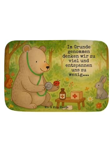 Mr. & Mrs. Panda duschmatte Bär Arzt Design mit Spruch in Weiß