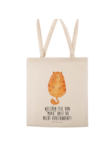 Mr. & Mrs. Panda Tote Bag Katze Mittelfinger mit Spruch in Creme