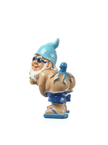 MARELIDA Gartenzwerg mit Hose Runter und Krake Gartenfigur H: 18cm