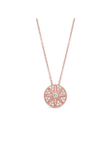 Luxenter necklace in polished metal and zirconia alloy finished in 18k rose gold - Fredry