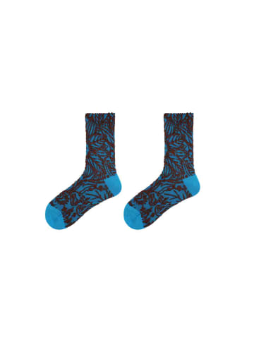 MUNADUNA 2er-Pack 3D-Relief Blumen-Socken in Blau