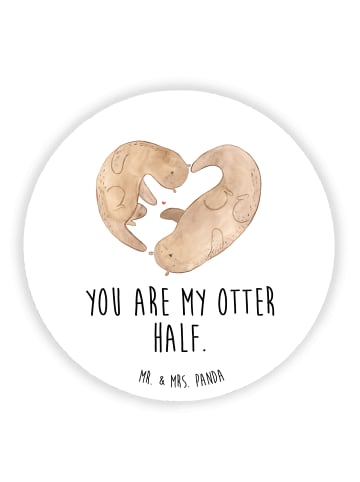 Mr. & Mrs. Panda Kühlschrankmagnet Otter Herz mit Spruch in Weiß