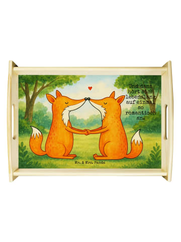 Mr. & Mrs. Panda serviertablett holz Füchse Liebe Design mit Spruch in Weiß