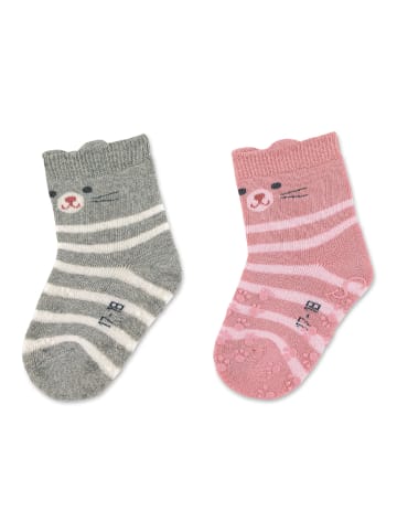 Sterntaler ABS Krabbelsocken 2er-Pack Katze in hellgrau mel.