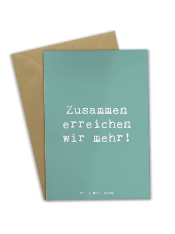 Mr. & Mrs. Panda Grußkarte Spruch Im Team zuMenschmenarbeiten mit S... in Meeresbrise