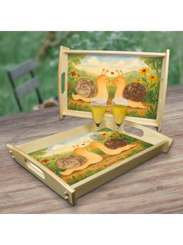 Mr. & Mrs. Panda Großes Tablett Schnecken Liebe Design ohne Spruch in Weiß