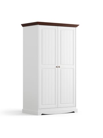Feldmann-Wohnen Kleiderschrank Belluno Elegante weiß lackiert / Nussbaum 107 / 64 / 190cm