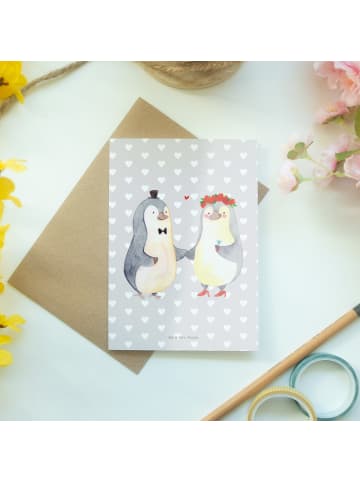 Mr. & Mrs. Panda babykarte Pinguin Heirat ohne Spruch in Grau Pastell