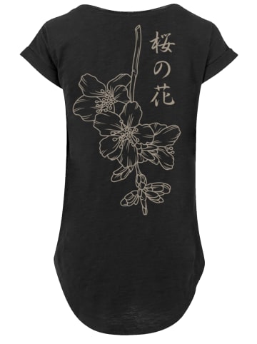 F4NT4STIC Long Cut T-Shirt Japan Flower in schwarz