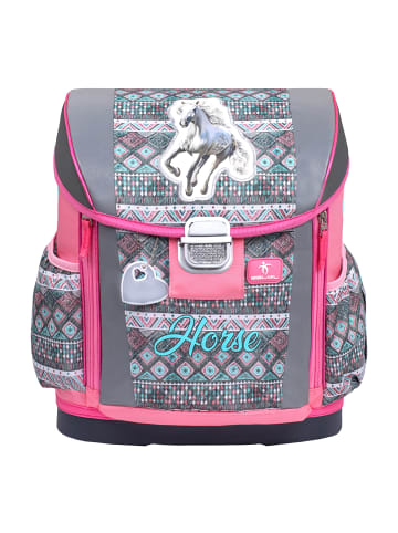 Belmil 4tlg-Set: Schulranzen Horse Aruba Blue in grau – (H)37 x (B) 31 x (T) 17 cm