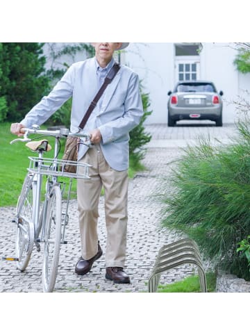 relaxdays Fahrradständer in Silber - (B)136 x (H)26 x (T)33,5 cm