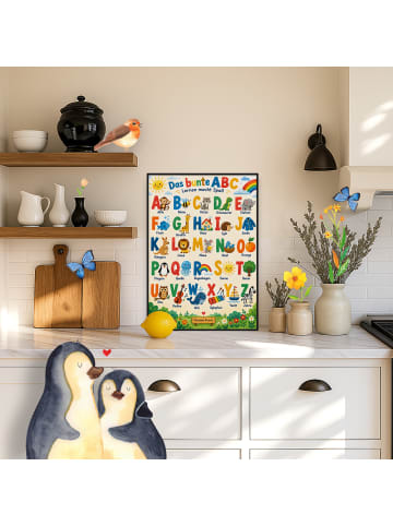 Mr. & Mrs. Panda Wandbild Alphabet fröhlich Design mit Spruch in Weiß