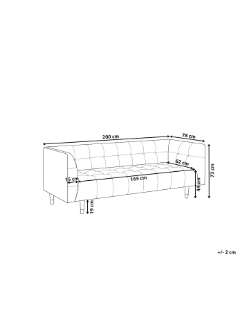 Beliani 3-Sitzer Sofa BYSKE in Beige/Dunkler Holzfarbton - (W) 200 x (H) 73 x (L) 78 cm