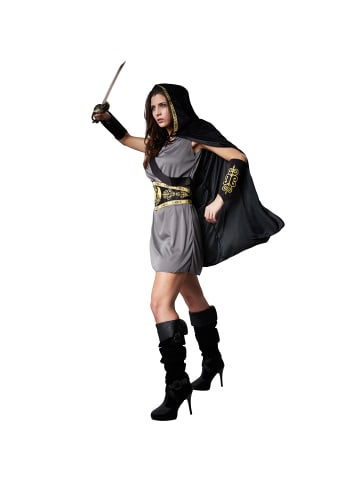 tectake Knielanges, graues Kleid ohne Ärmel, schwarz/grau