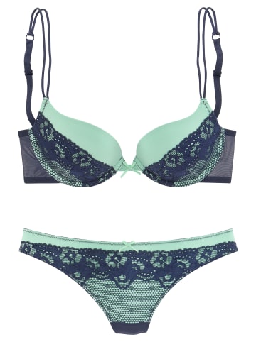 Mel Rose Set: Push-up-BH in grün-marine