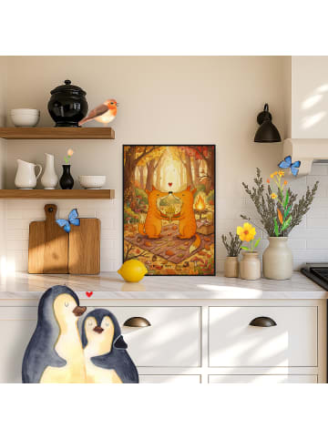 Mr. & Mrs. Panda Bild Füchse Liebe Pommes Design ohne Spruch in Weiß