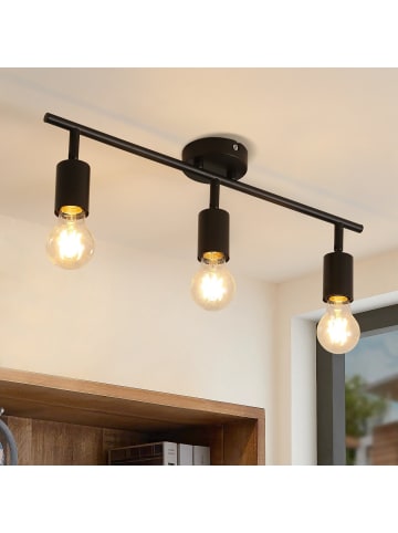 ZMH Deckenleuchte in Schwarz 3-flammige E27 schwenkbar Vintage Deckenstrahler