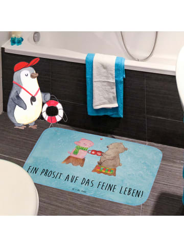 Mr. & Mrs. Panda Badezimmermatte Glühschwein Sause mit Spruch in Eisblau