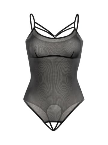 Teyli Mesh-Bodysuit mit dünnen Trägern Lila in schwarz